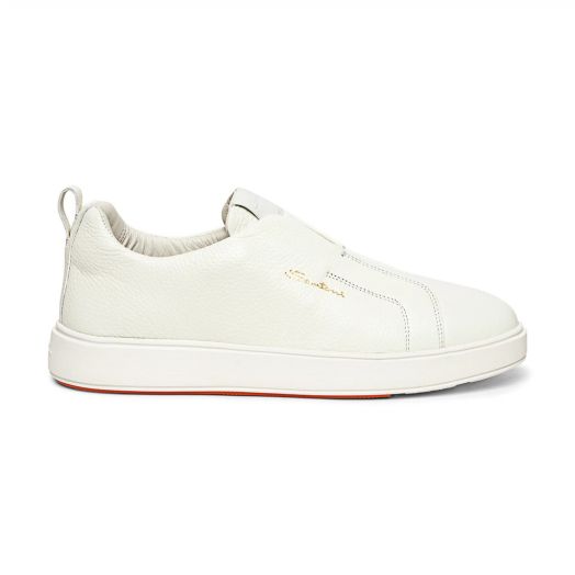 White Tumbled Leather Slip-on Sneaker
