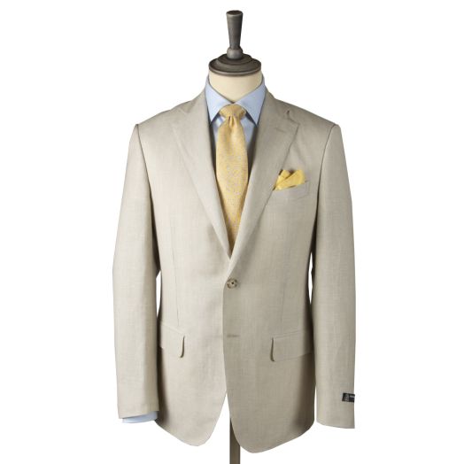 Beige Linen, Wool & Silk Two Piece Suit
