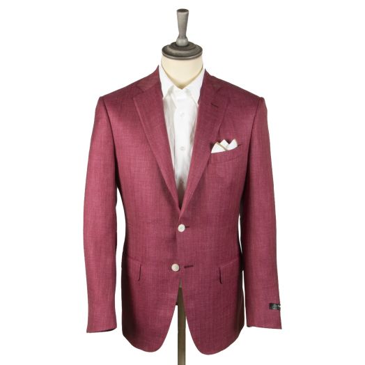 Raspberry Wool, Silk, & Linen Herringbone Jacket 