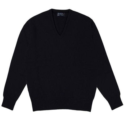 Dark Navy Tobermorey 4ply V-Neck Cashmere Sweater