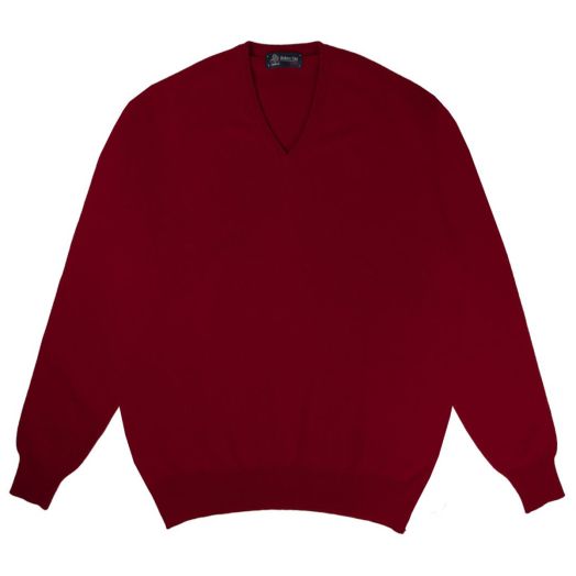 Ruby Red Tobermorey 4ply V-Neck Cashmere Sweater