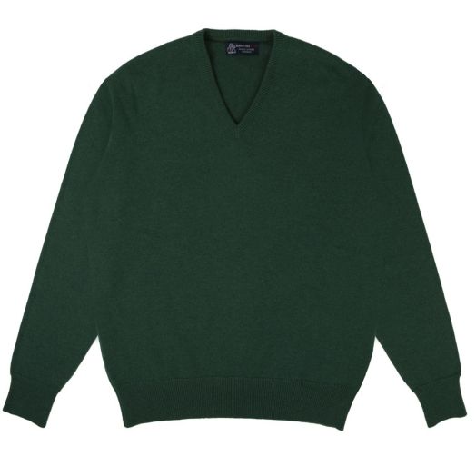 Spruce Green Tobermorey 4ply V-Neck Cashmere Sweater