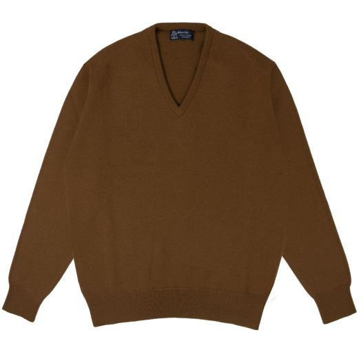 Vintage Vicuna Tobermorey 4ply V-Neck Cashmere Sweater