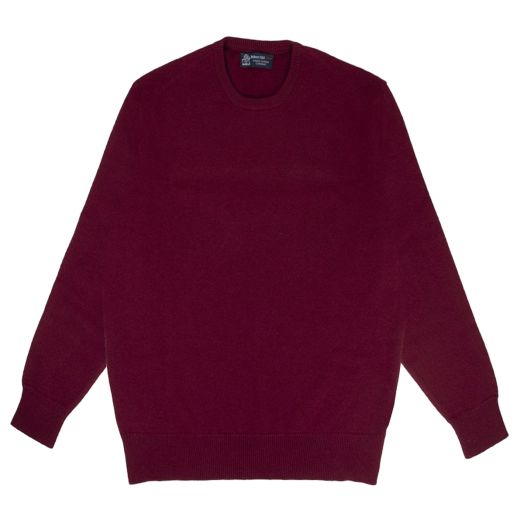 Claret Red Tiree 4ply Crew Neck Cashmere Sweater