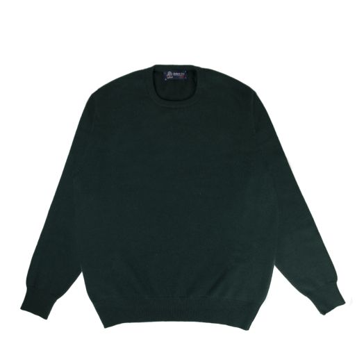 Holly Green Tiree 4ply Crew Neck Cashmere Sweater