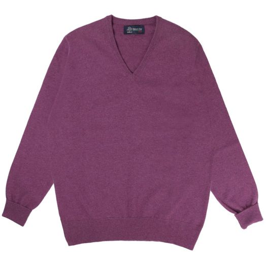 Loganberry Chatsworth 2ply V-Neck Cashmere Sweater
