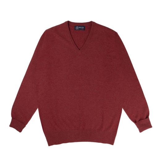 Poppy Melange Chatsworth 2ply V-Neck Cashmere Sweater