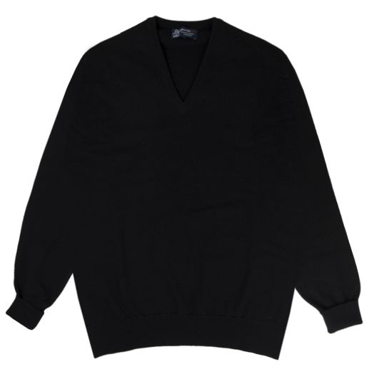 Black Chatsworth 2ply V-Neck Cashmere Sweater