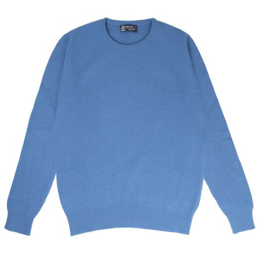 Airforce Blue Huntley 2ply Rib Crew Neck Cashmere Sweater