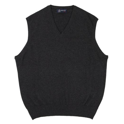 Charcoal Blenheim Cashmere Sleeveless V-Neck Sweater 