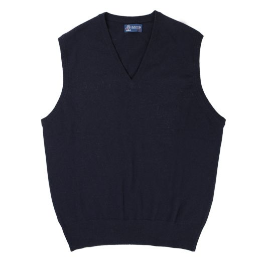 Dark Navy Blenheim Cashmere Sleeveless V-Neck Sweater 