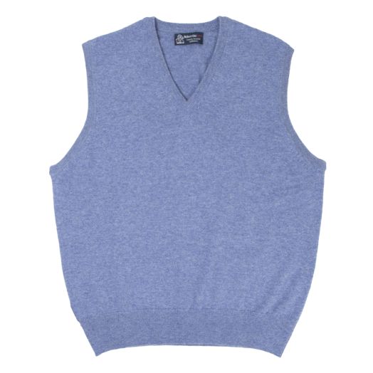 Lapis Blue Blenheim Cashmere Sleeveless V-Neck Sweater 