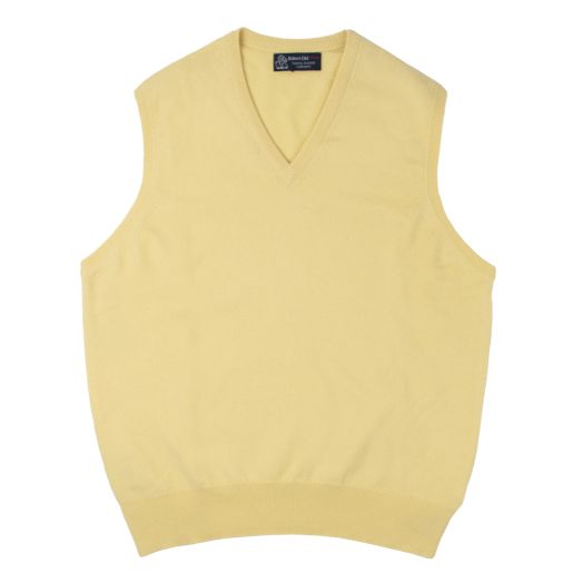 Lemon Frost Blenheim Cashmere Sleeveless V-Neck Sweater 