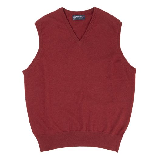 Russet Red Blenheim Cashmere Sleeveless V-Neck Sweater 