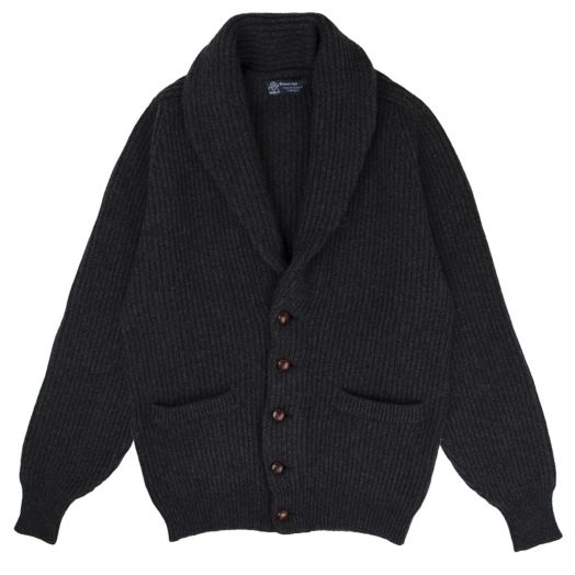 Charcoal Colonial 8ply Cashmere Shawl Cardigan