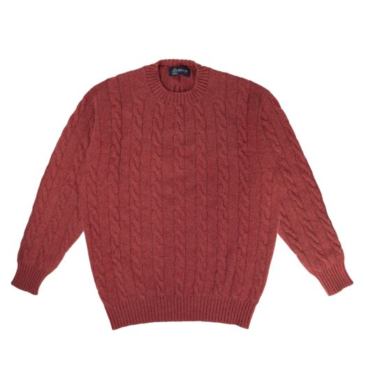 Poppy Melange Rothesay 4ply Cable Crew Cashmere Sweater