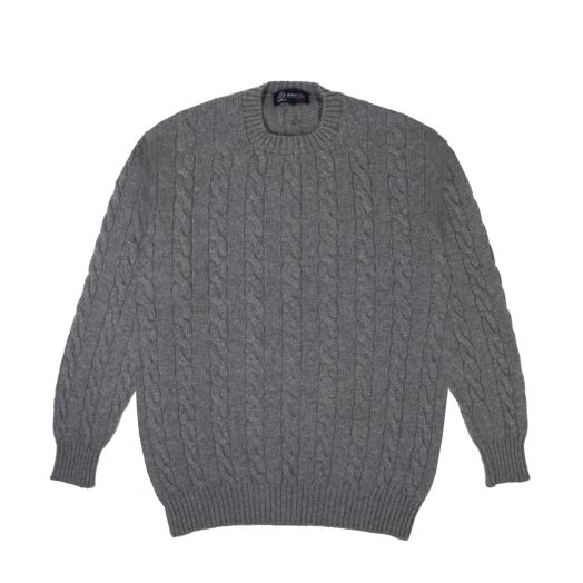 Flannel Rothesay 4ply Cable Crew Cashmere Sweater