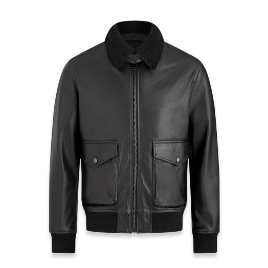 Black ‘Chart’ Nappa Leather Flight Jacket