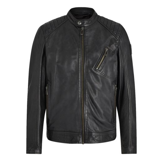 Black ‘V Racer 2.0’ Cheviot Leather Jacket