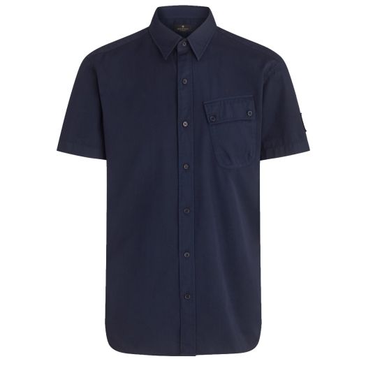 Deep Navy ‘Pitch’ Cotton Twill Short Sleeve Shirt