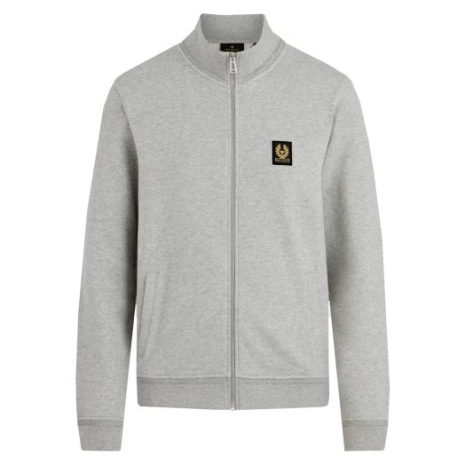 Grey Melange Zip Through Cotton Sweatshirt
