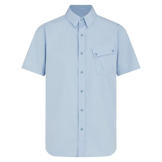 Sky Blue ‘Pitch’ Cotton Twill Short Sleeved Shirt