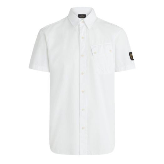 White ‘Pitch’ Cotton Twill Short Sleeved Shirt