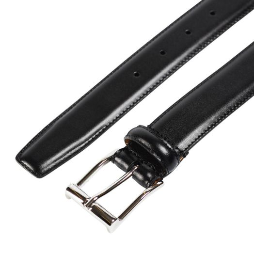 Black Calf Belt with Silver Buckle