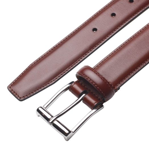Chestnut Calf Belt with Silver Buckle