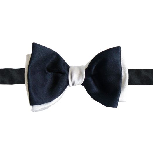 Silver & Black Two-Tone Bow Tie