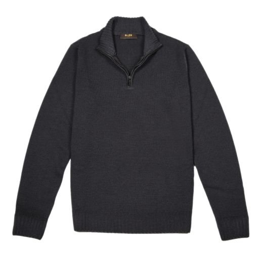 Carbon Grey ‘Terni’ Virgin Wool Quarter Zip Jumper