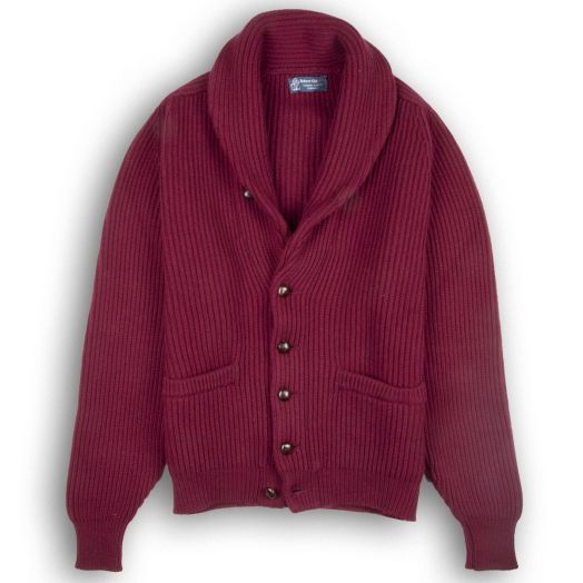 Claret Red Colonial 8ply Cashmere Shawl Cardigan