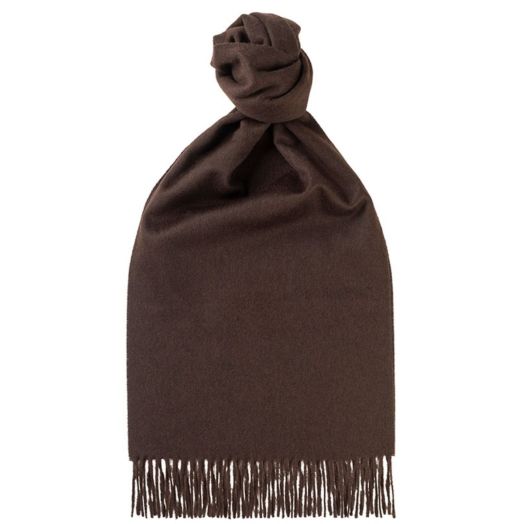 Chocolate Classic Plain 100% Cashmere Brushed Scarf 