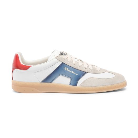 White, Blue and Orange Suede Double Buckle Oly Sneaker