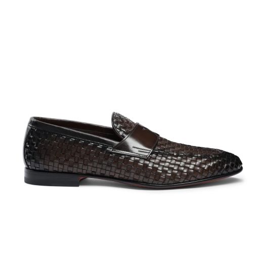 Brown Woven Leather Loafer