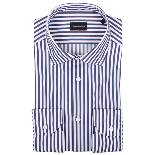 Dark Blue & White 100% Cotton Stripe Shirt