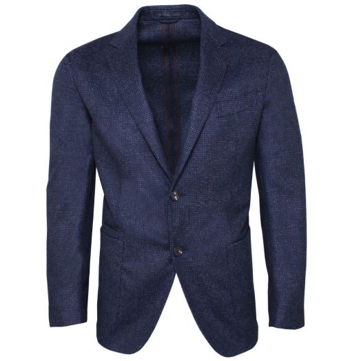 Blue Brushed Wool Micro Check Blazer 