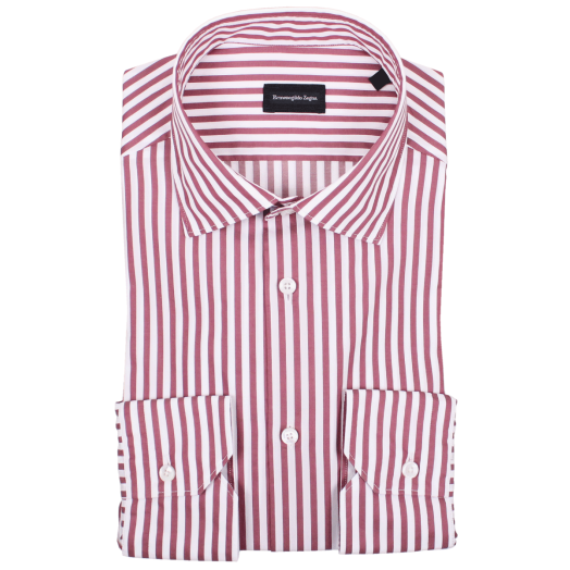 Plum Red & White 100% Cotton Stripe Shirt