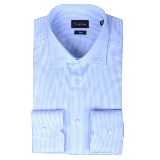 Blue & White Stripe Twill Shirt