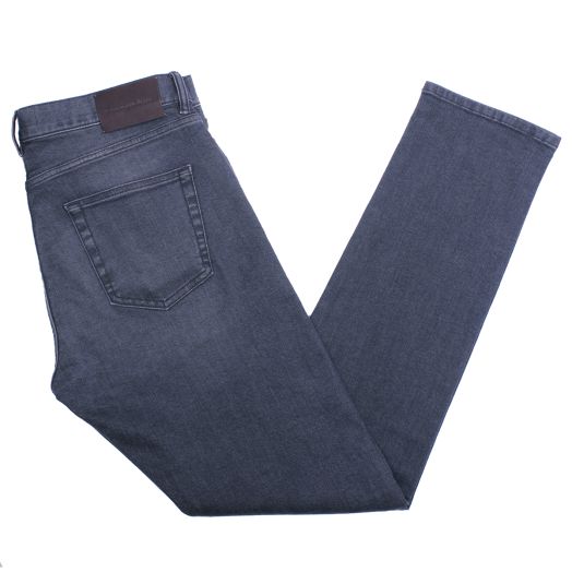 Washed Black Stretch Cotton 5-Pocket Jeans