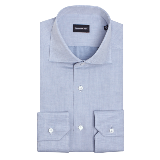 Light Blue Cotton & Linen Milano Fit Shirt 