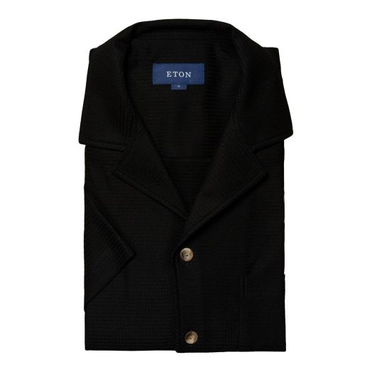 Eton Black Filo Di Scozia Jacquard Resort Shirt