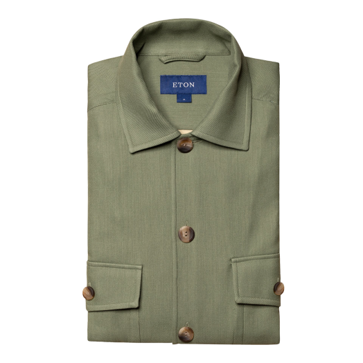 Green Relaxed Fit Twill Overshirt