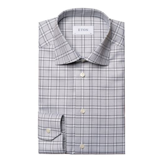 Eton Grey Checked Signature Twill Slim Fit Shirt