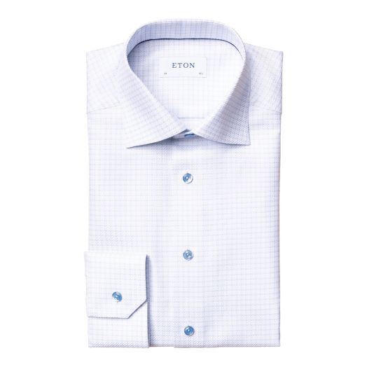 Light blue King Twill Check Contemporary Fit Shirt