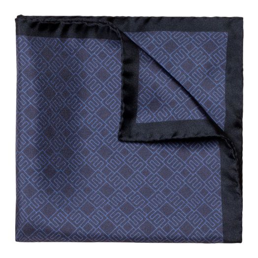 Navy & Blue E-Print Pure Silk Pocket Square