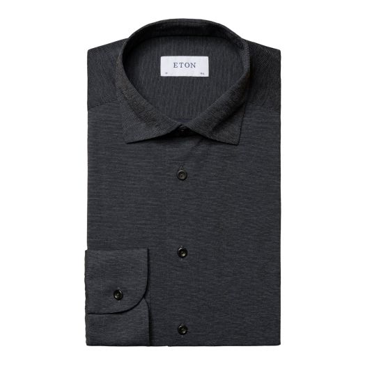 Eton Navy Mélange Four-Way Stretch Slim Fit Shirt