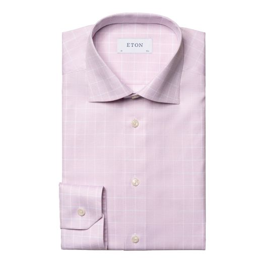 Pink Checked Signature Twill Slim Fit Shirt