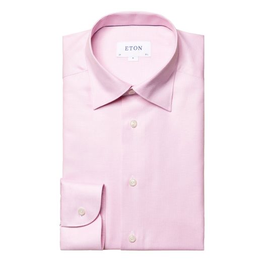 Pink Cotton-Lyocell Stretch Slim Fit Shirt