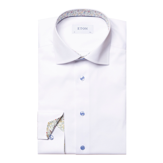 White Floral Print Signature Twill Contemporary Shirt